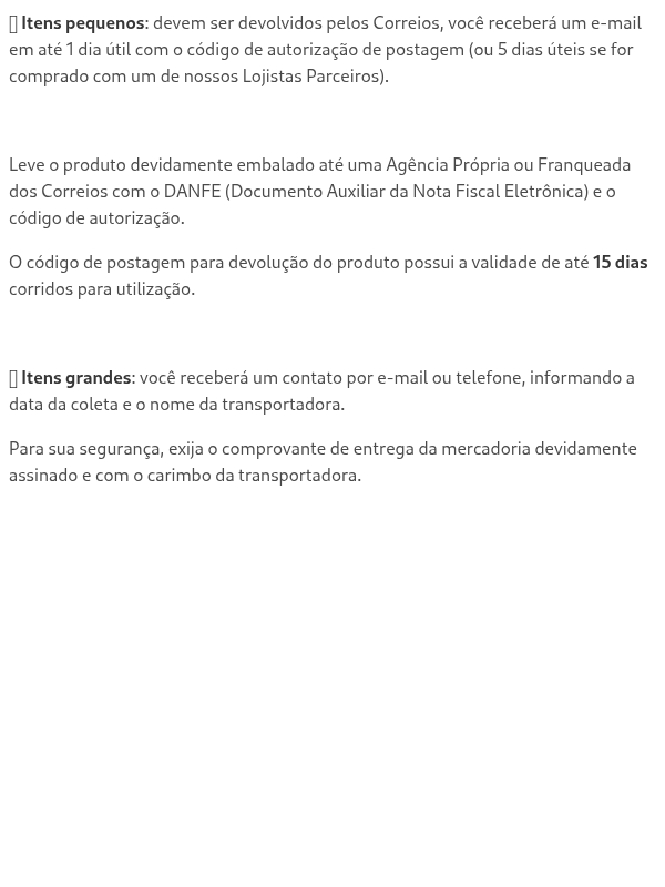 Como enviar o produto para troca ou devolução?