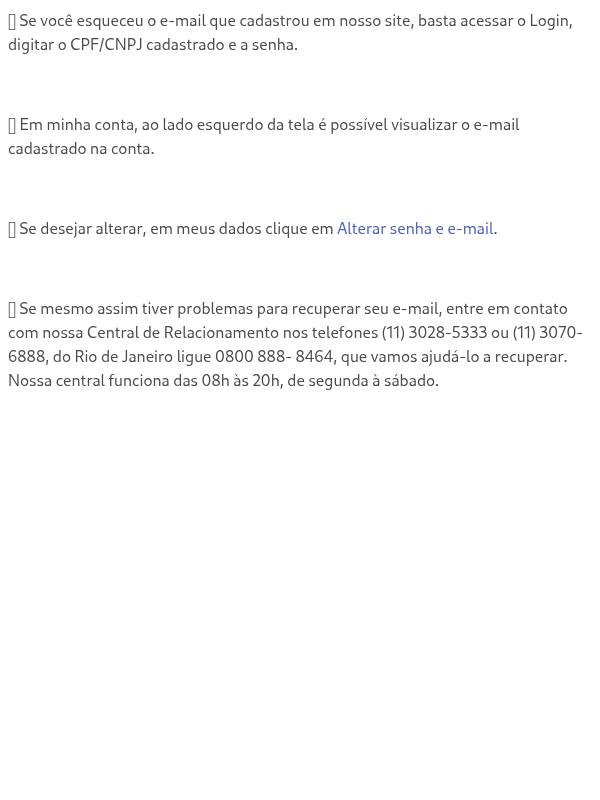Esqueci meu e-mail, como proceder?