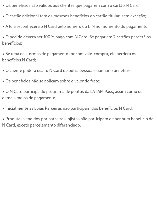 Veja quais são as regras gerais do N Card.
