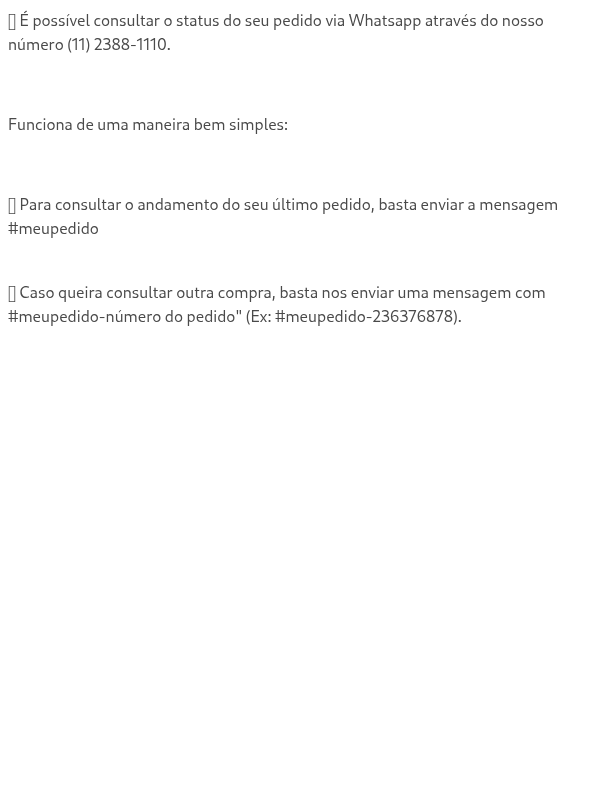 Como consultar o andamento do meu pedido?