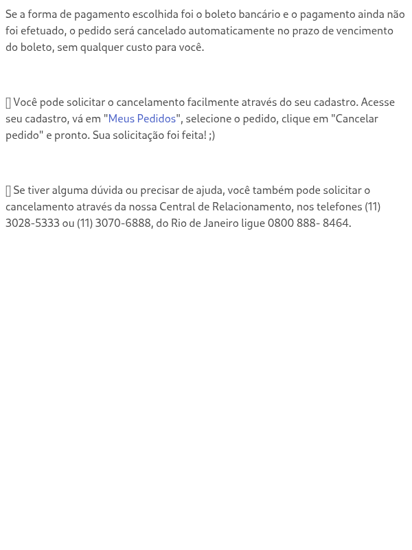 Como faço para cancelar minha compra?